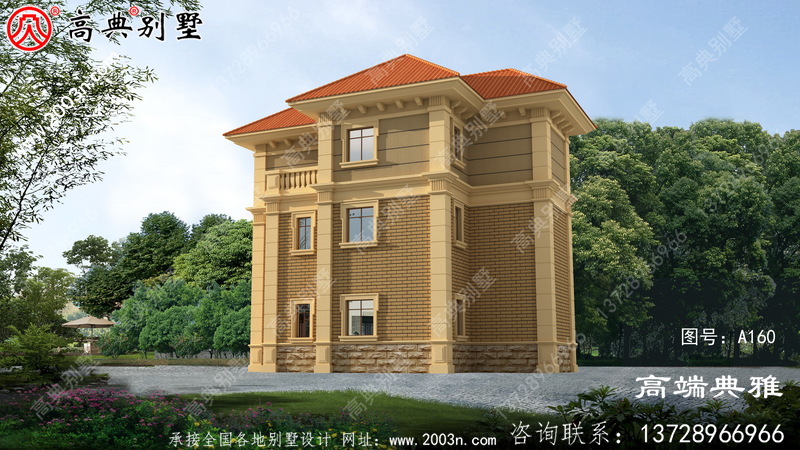 乡村三层别墅CAD建筑设计图，110平方米户型