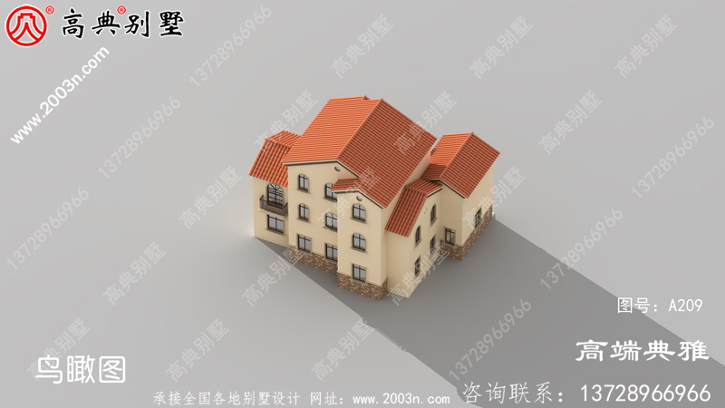 大户型高端三层别墅设计图，外观效果图+CAD建筑图