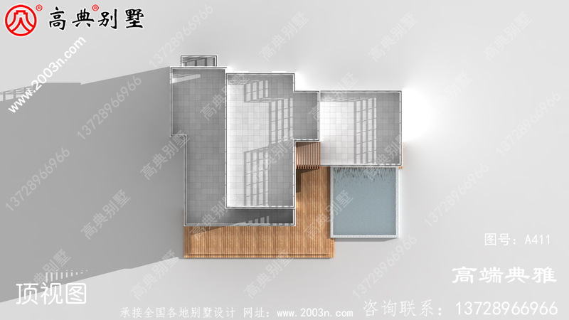 新型165平米乡村现代三层楼房设计图，大客厅中空