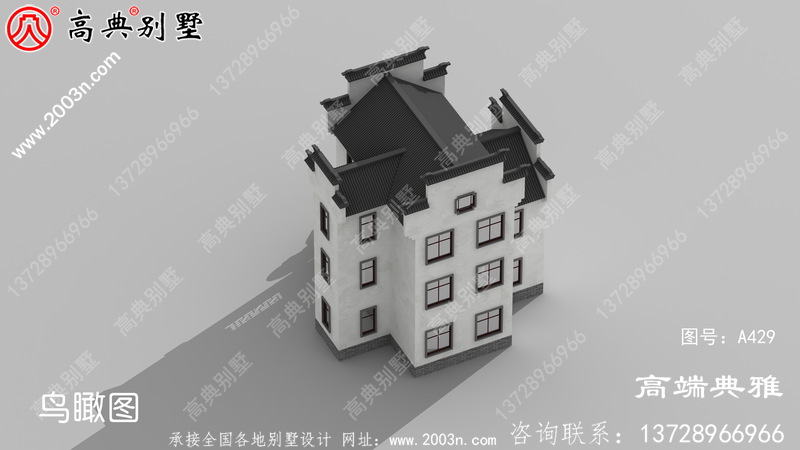 中式三层豪宅设计图及外观图片，经典户型方案