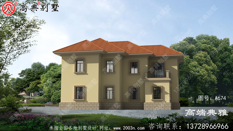 新农村两层带阳台的经济型别墅，包括外观效果图