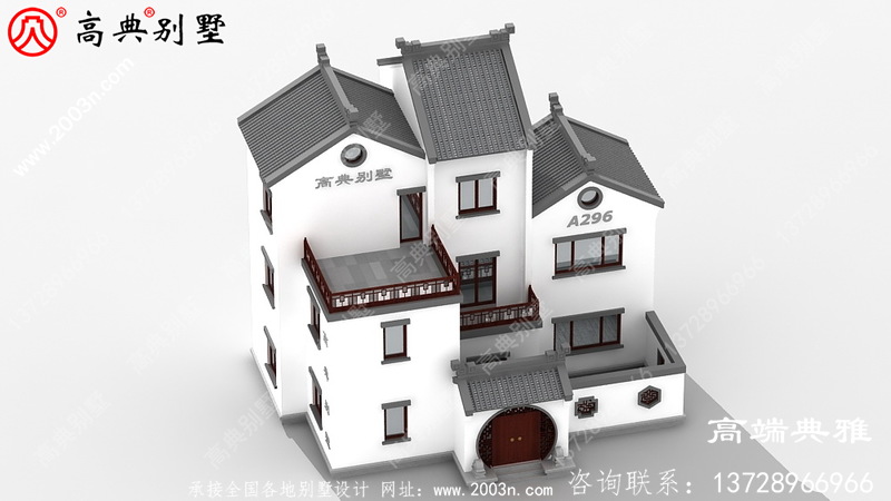 新中式三层别墅设计图，外观精致布局也是相当的朴实