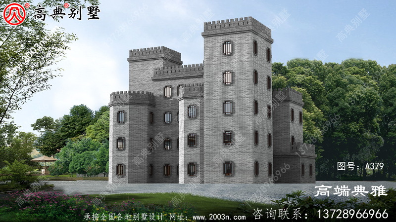 城堡中式自建房设计图，占地面积408平方米