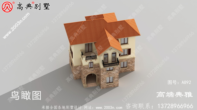 108平新乡村欧式三层小别墅房屋设计图纸，建房强烈推荐
