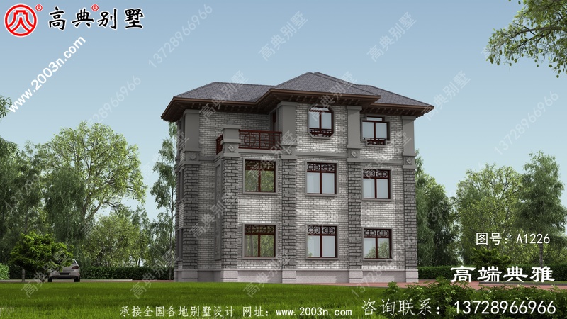 中式三层新农村住宅房屋设计图，温馨美观的户型
