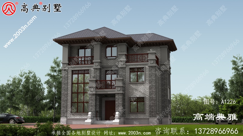 中式三层新农村住宅房屋设计图，温馨美观的户型