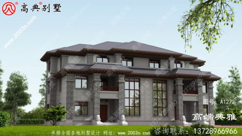 中式双拼三层别墅设计图纸，户型简单合理实用