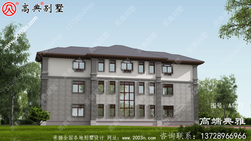 中式双拼三层别墅设计图纸，户型简单合理实用