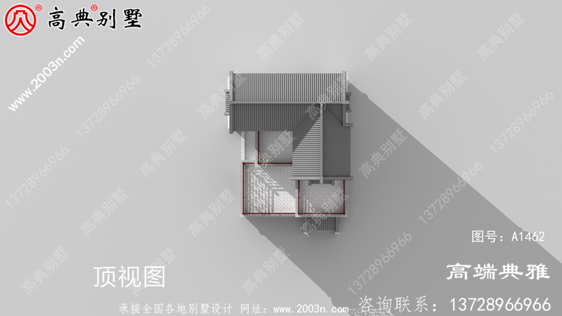 中式三层房屋设计图纸，设计效果图+整套施工图纸