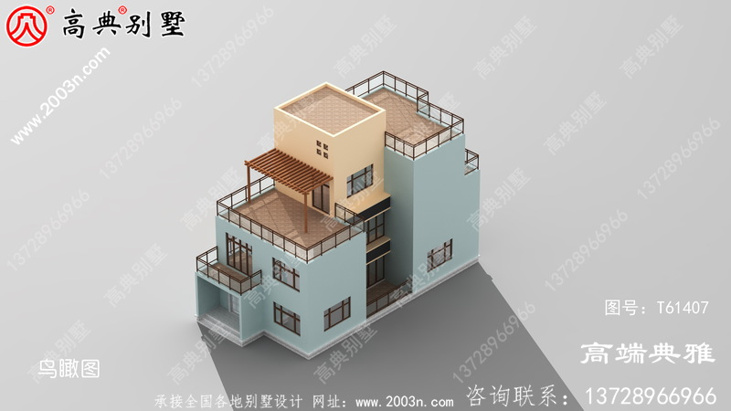 现代三层带阳台小别墅图纸及效果图_农村三层自建房设计图