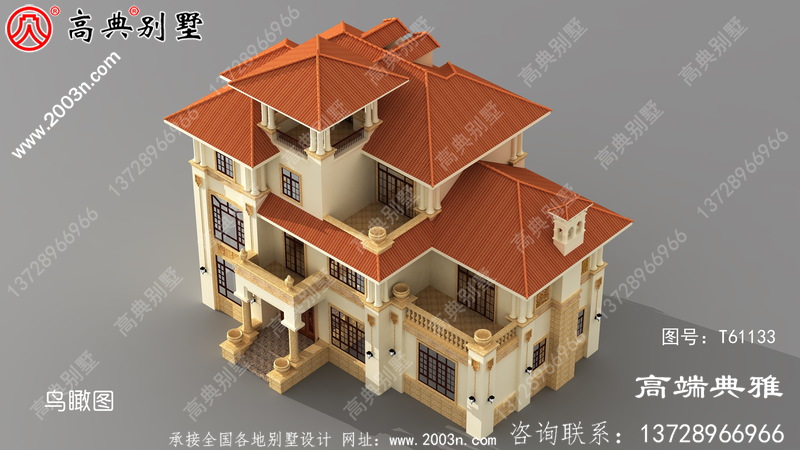 三层复式别墅房屋设计图，带外型设计效果图欧式风格