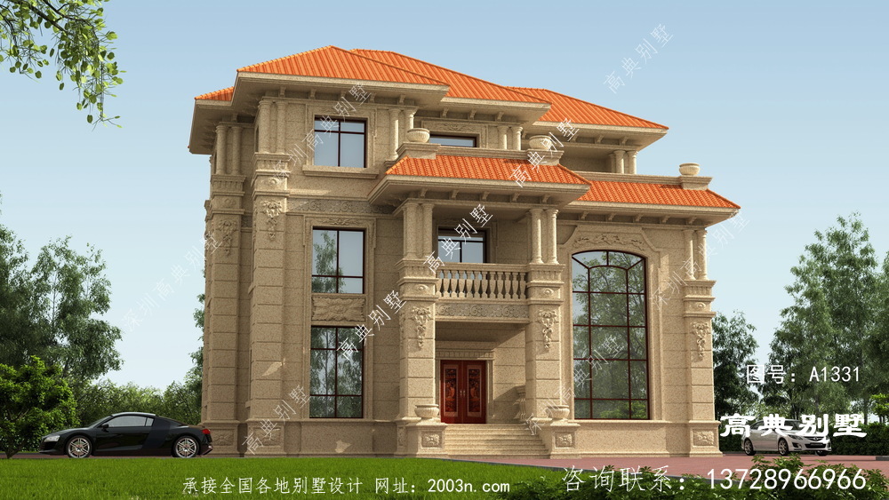 欧式风格三层石材别墅设计装修效果图