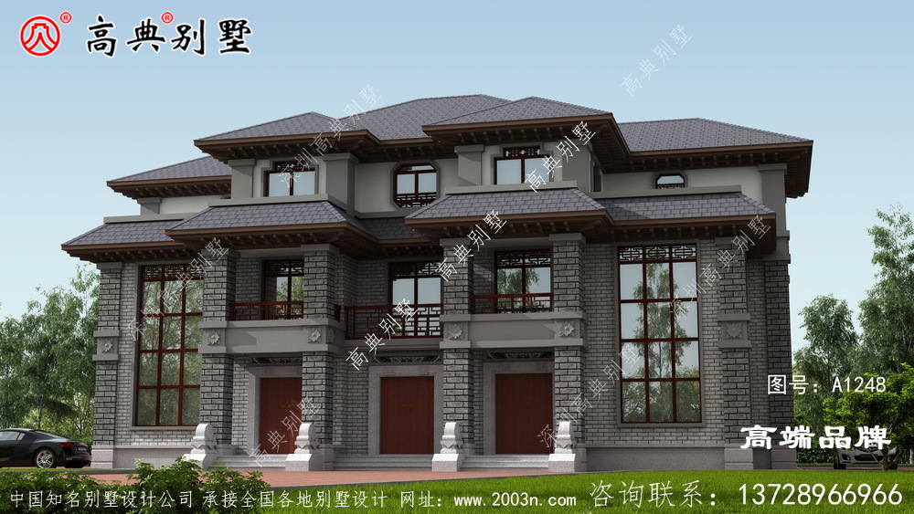 新中式风格双拼别墅